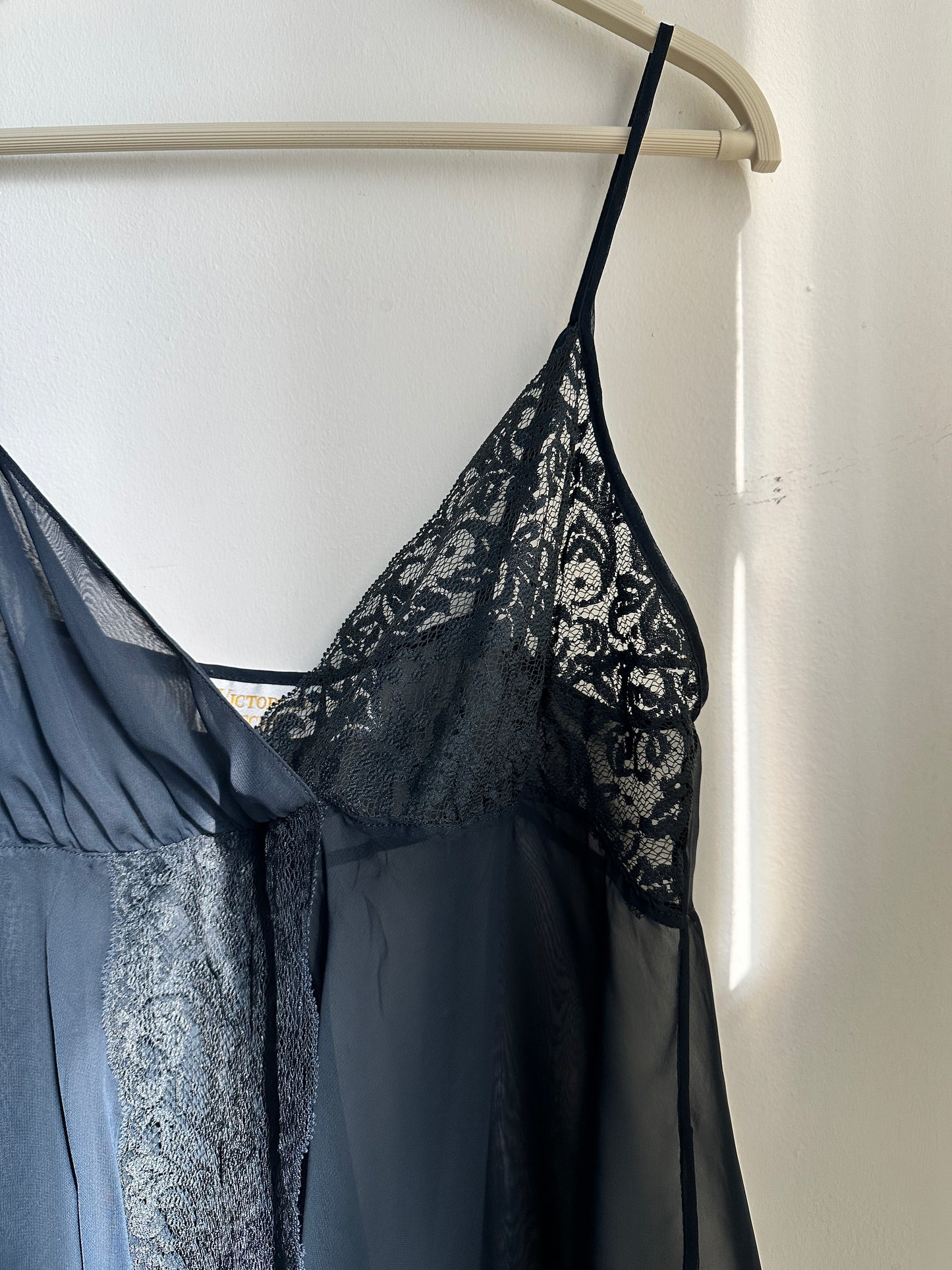 Vintage Black Lace Sheer Top - M