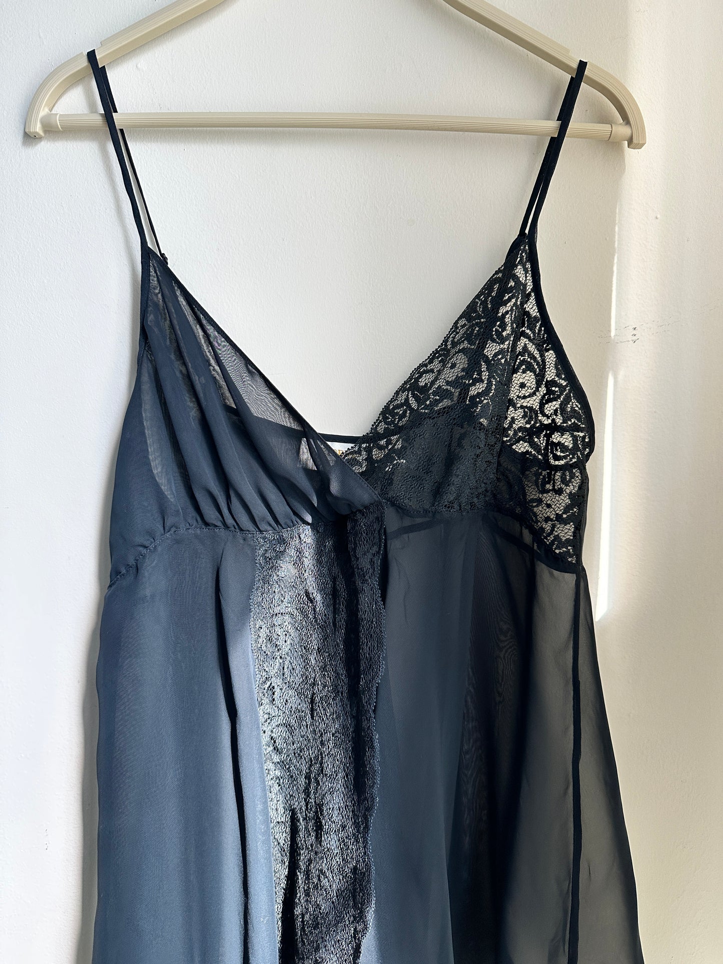 Vintage Black Lace Sheer Top - M