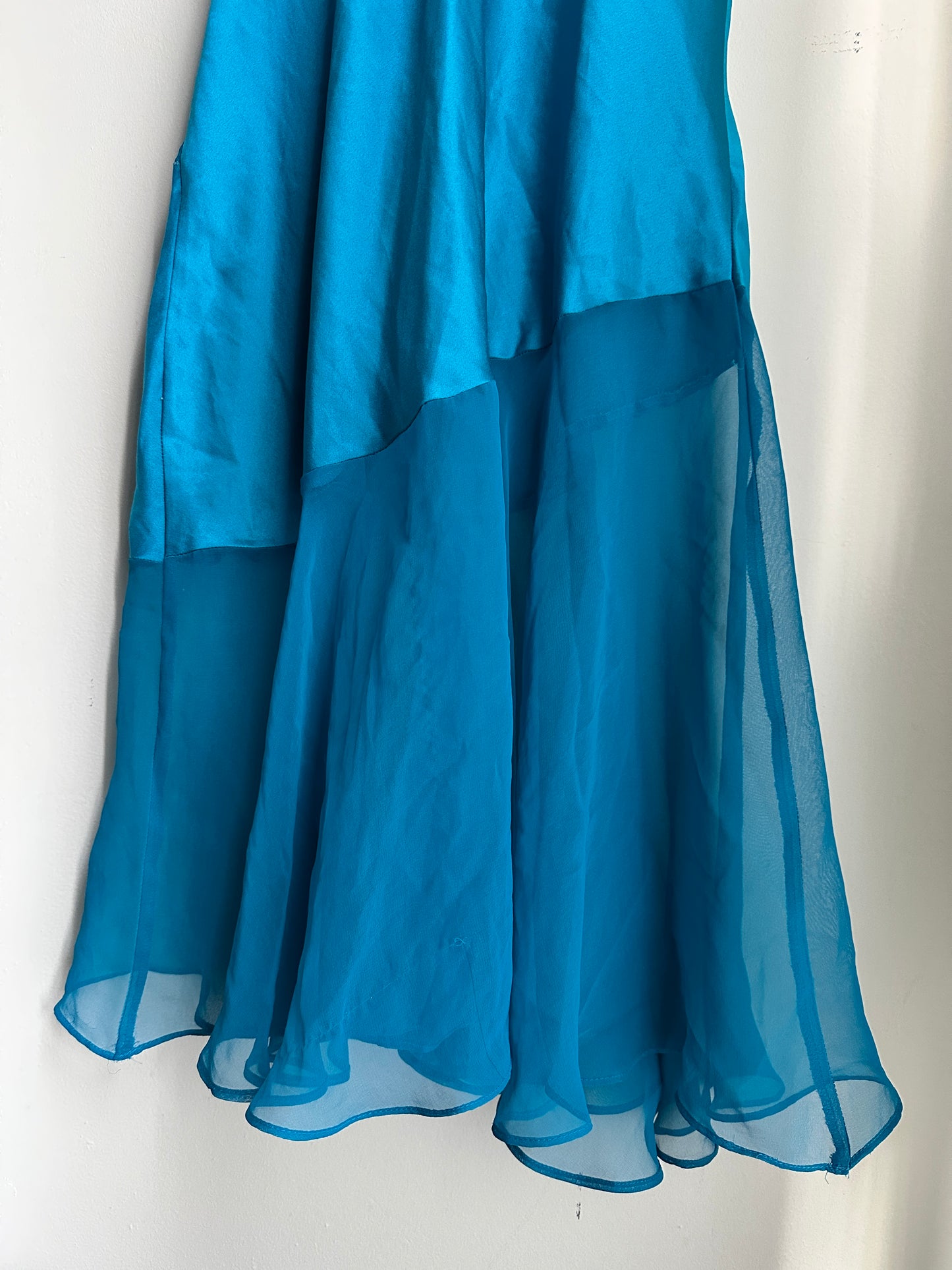 Vintage 90’s Blue Sheer Paneled Floral Slip - M