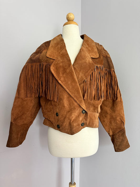 Brown Leather and Suede Fringe Jacket