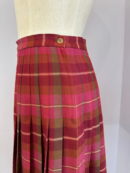 Red Plaid Wool Pleated Skirt sz. 8