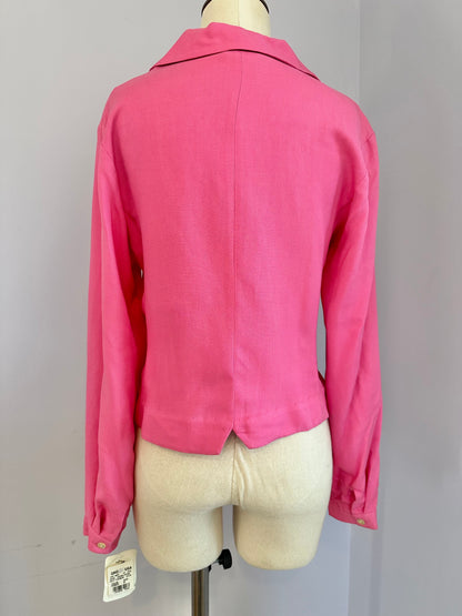 Deadstock Pink Cropped Silk Button Blouse sz. M