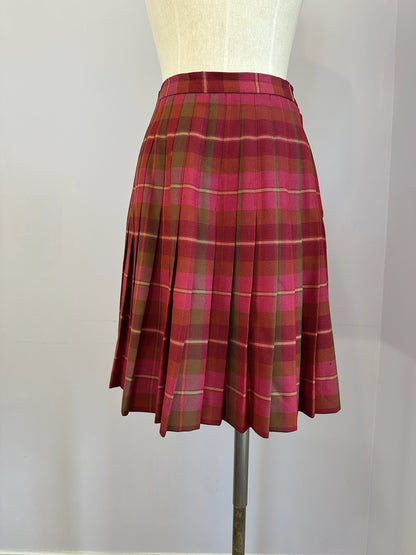Red Plaid Wool Pleated Skirt sz. 8
